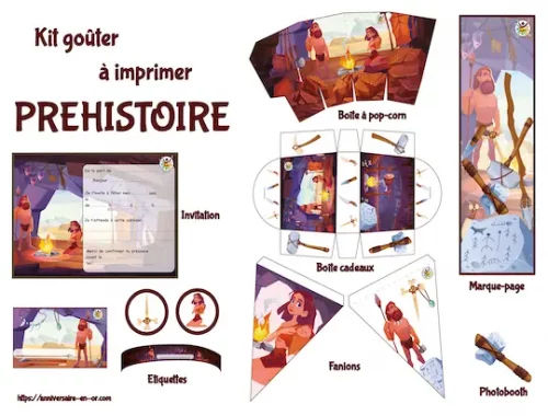 Kit de décoration pour fête anniversaire enfant à imprimer thème préhistoire