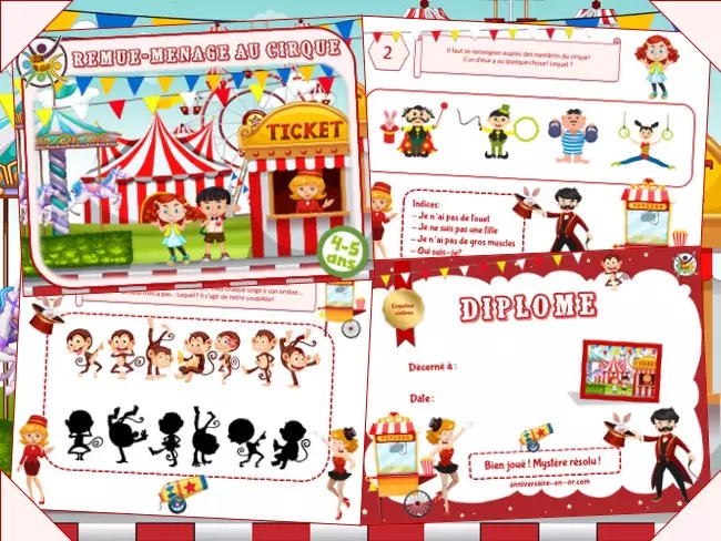 Jeu enquête policière pour organiser un anniversaire cirque
