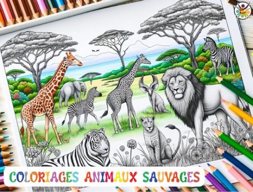 Livre de coloriages numérique thème animaux sauvages