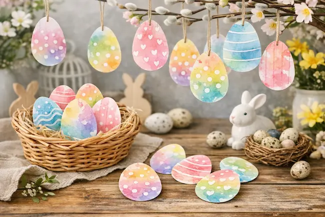Peinture œufs de Pâques facile : effet aquarelle avec les enfants