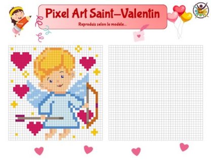 Pixel art représentant un ange pour la Saint Valentin