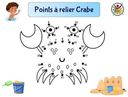Points à relier Crabe - Un Anniversaire en Or - Jeu enfant à imprimer