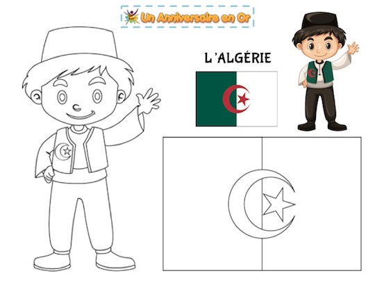 coloriage Algérie, découvre les pays du monde