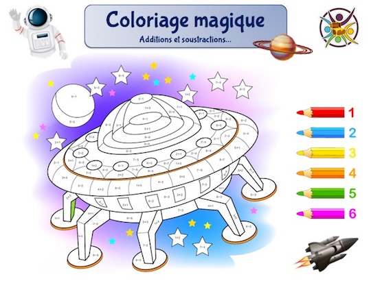 coloriage magique espace