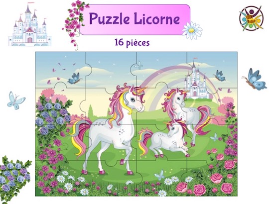 Puzzle à imprimer Licorne - Un Anniversaire en Or - Jeu enfant gratuit