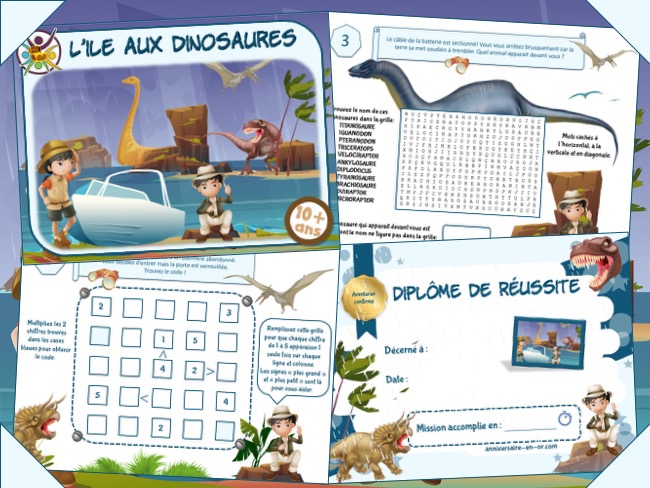 Kit de jeu d'évasion thème dinosaure à imprimer