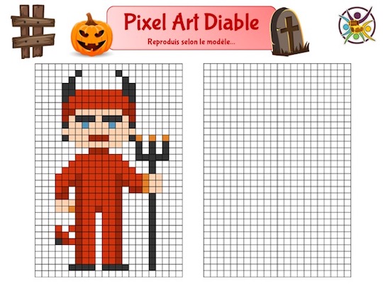 Activité Pixel art diable pour Halloween