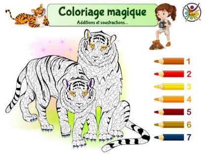 coloriage magique tigres