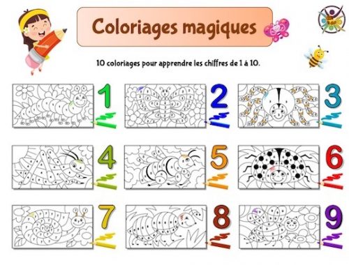 10 coloriages magiques pour apprendre les chiffres de 1 à 10.