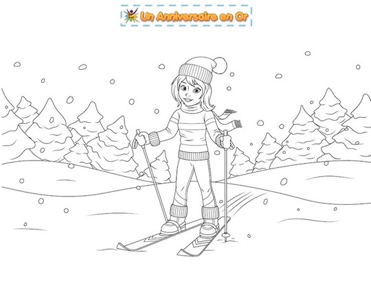 coloriage ski