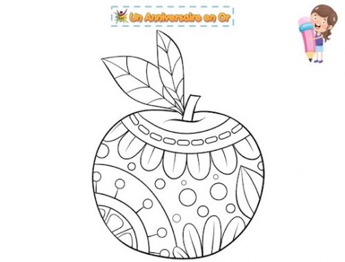 Coloriage pomme avec motifs
