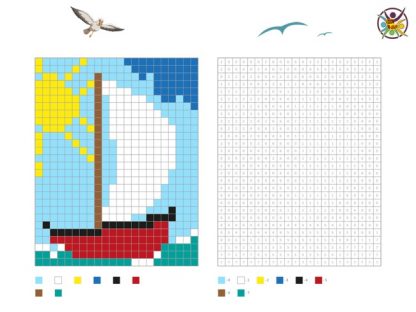 pixel art bateau avec grille numérotée