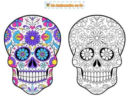 coloriage tête de mort mexicaine