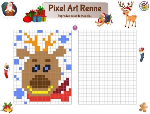 Pixel art renne de Noël