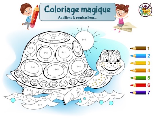 Coloriage magique tortue