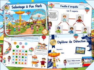 Jeu d’enquête au parc d'attractions 6 et 7 ans à imprimer