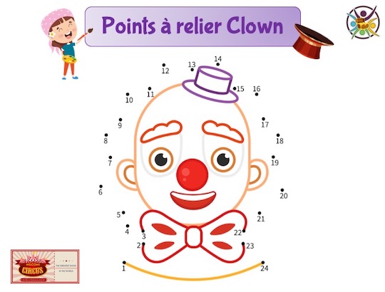points à relier clown