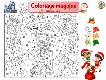 Coloriage magique Couronne de Noël