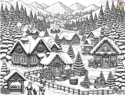 coloriage Village du Père Noël