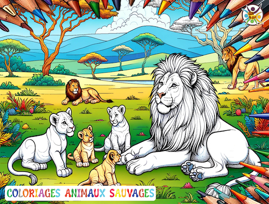 Livre de coloriages numérique thème animaux sauvages