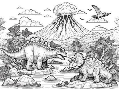 Coloriages à thème : le monde des Dinosaures