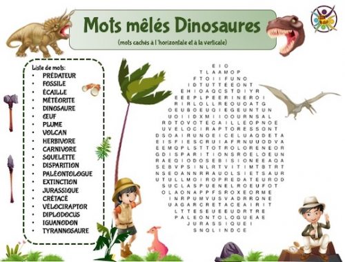 Mots mêlés Dinosaures : À la Découverte des Géants du Passé