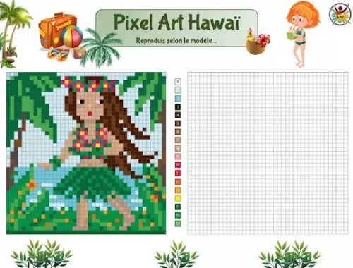 pixel art danseuse hawaïenne PDF gratuit
