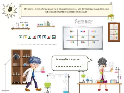 Énigme codée jeu enquête laboratoire
