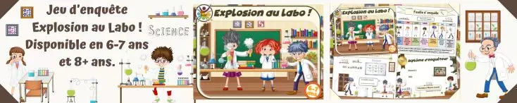Kit de jeu d'enquête au labo de l'école pour enfants en PDF