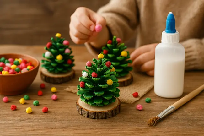Fabriquer des sapins de Noël en pommes de pin