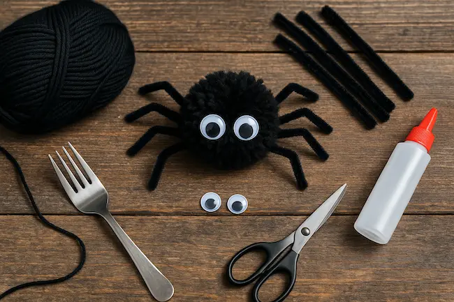 Fabriquer une araignée en pompon – DIY Halloween enfant