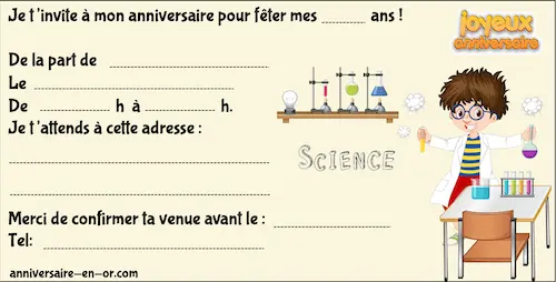 Invitation gratuite à imprimer explosion au labo