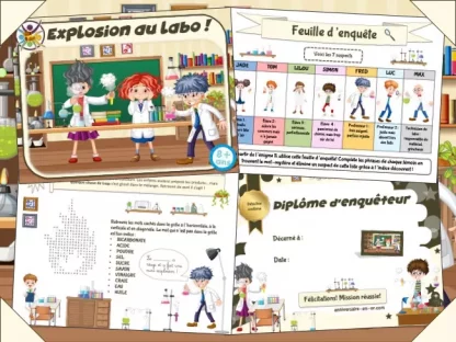 Aperçu du kit enquête au laboratoire pour enfants