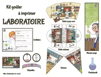 kit goûter anniversaire laboratoire à imprimer