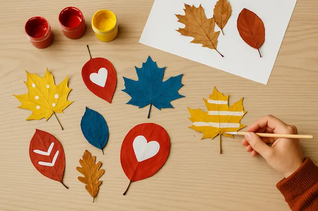 peindre avec des feuilles d'automne : Activité d’automne pour enfants