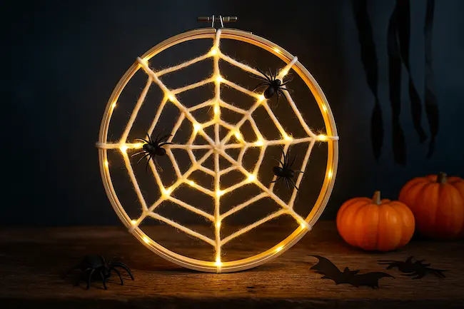 Toile d’araignée lumineuse d’Halloween : activité DIY simple