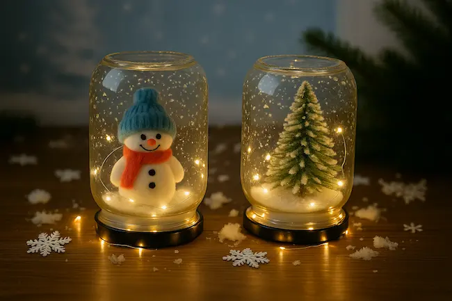 Boule à neige lumineuse d’hiver – Activité DIY enfant
