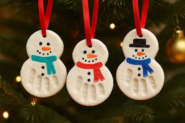 Fabriquer une suspension bonhomme de neige en pâte à sel