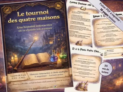 Histoire interactive école de magie à imprimer : Le Tournoi des 4 Maisons