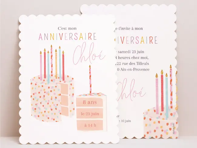 carte d’invitation pour anniversaire à personnaliser