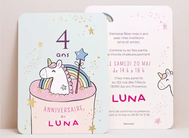 carte d’invitation pour anniversaire à personnaliser