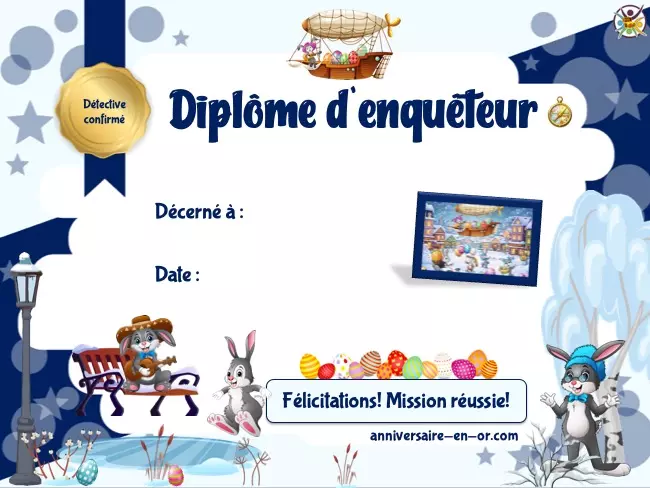 Diplôme d'enquête de Pâques sous la neige