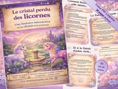 Histoire interactive licorne à imprimer