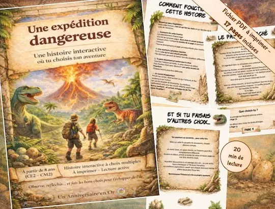 histoire interactive dinosaure à imprimer