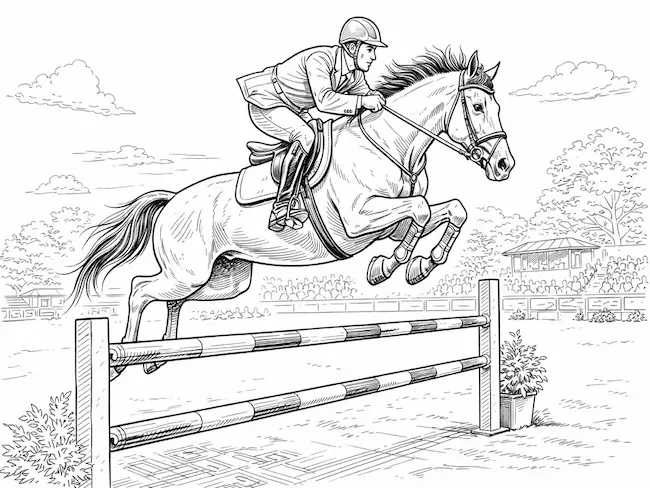 coloriage sport : l'équitation