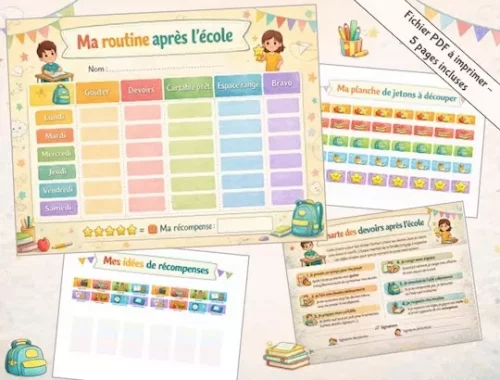 Routine devoirs enfant à imprimer