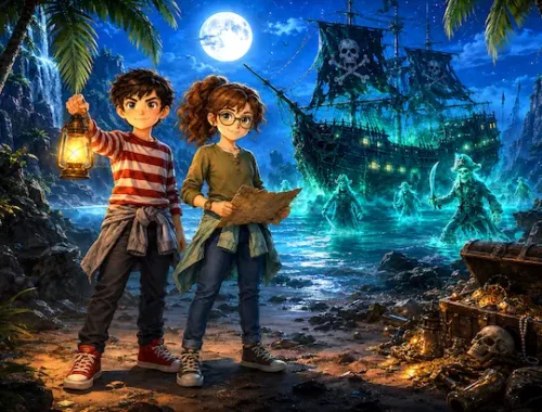 Escape game pirates 6 et 7 ans à imprimer avec navire fantôme, énigmes et mission chronométrée