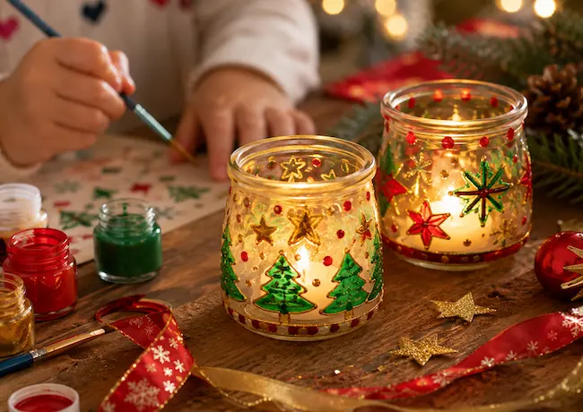 Fabriquer un photophore de Noël : DIY facile enfant