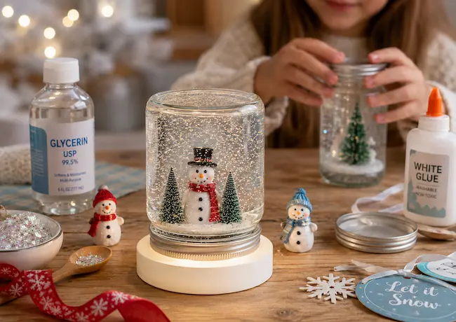 Fabriquer une boule à neige d'hiver maison : DIY facile enfant