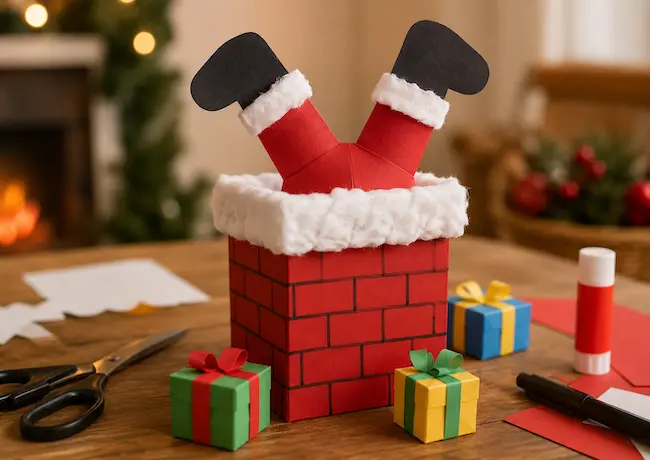 Père Noël coincé dans la cheminée : bricolage enfant